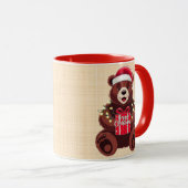 Weihnachtsbär mit Geschenk und Licht Tasse (VorderseiteRechts)