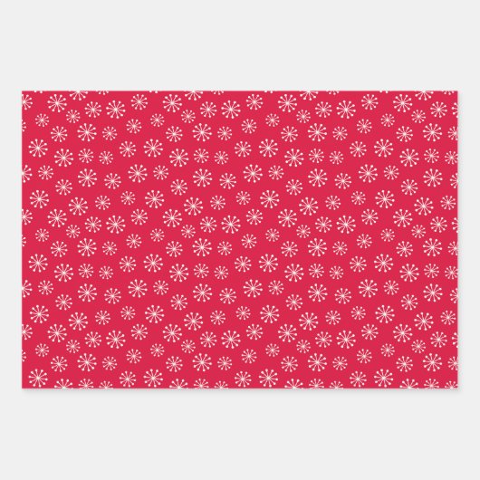 Weihnachtsbär mit Geschenk und Schneeflocken, rot Geschenkpapier Set (Vorderseite 3)