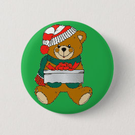 Weihnachtsbär mit Geschenkboxen Button