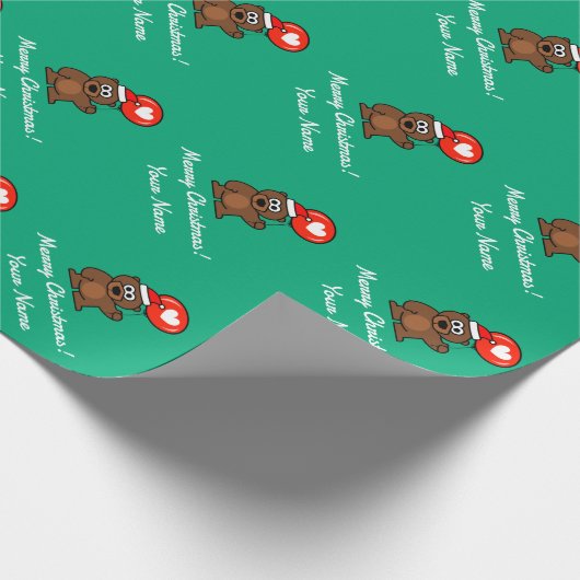 Weihnachtsbär mit Herzballon Holiday Geschenkpapier (Ecke)