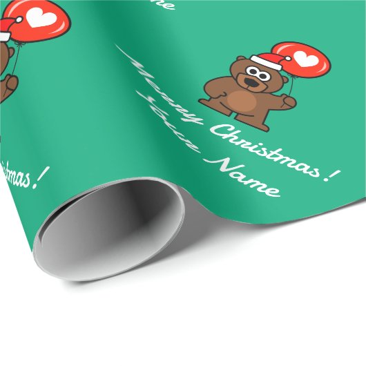 Weihnachtsbär mit Herzballon Holiday Geschenkpapier (Rolleneckpunkt)