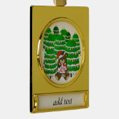 Weihnachtsbär mit JOY Sign und Weihnachtsbäumen Banner-Ornament Gold (Rechts)