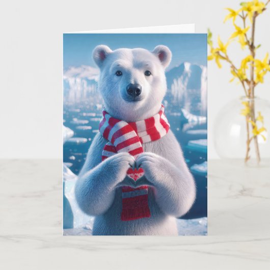 Weihnachtsbär mit Paws als Herz Karte (Gelbe Blume)