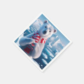 Weihnachtsbär mit Paws als Herz Serviette (Ecke)