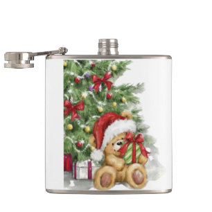 Weihnachtsbär mit prächtiger und baumischer Dekora Flachmann