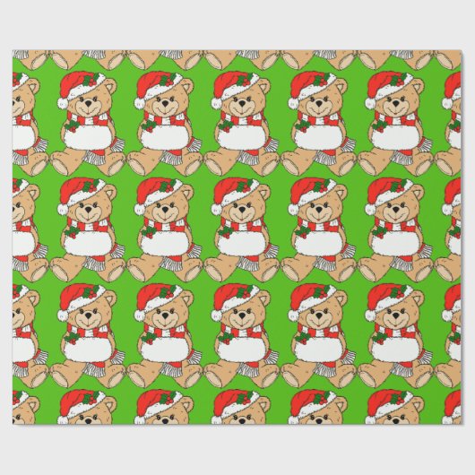 Weihnachtsbär mit Red Hat Geschenkpapier (Flach)