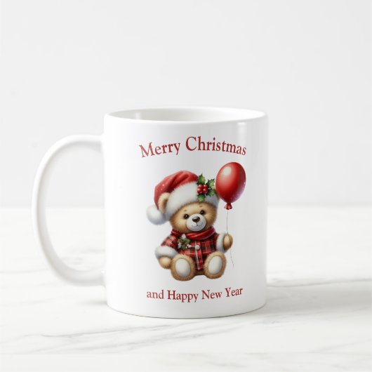 Weihnachtsbär mit Rotballon Mistletoe Kaffeetasse (Links)