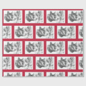 Weihnachtsbär mit roter Grenze Geschenkpapier (Flach)