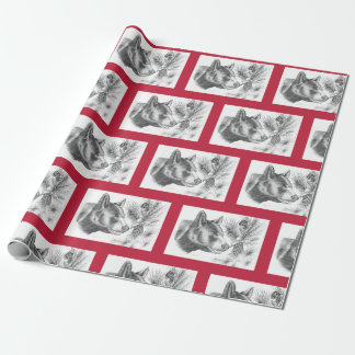 Weihnachtsbär mit roter Grenze Geschenkpapier