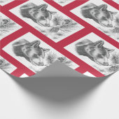 Weihnachtsbär mit roter Grenze Geschenkpapier (Ecke)