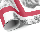 Weihnachtsbär mit roter Grenze Geschenkpapier (Rolleneckpunkt)