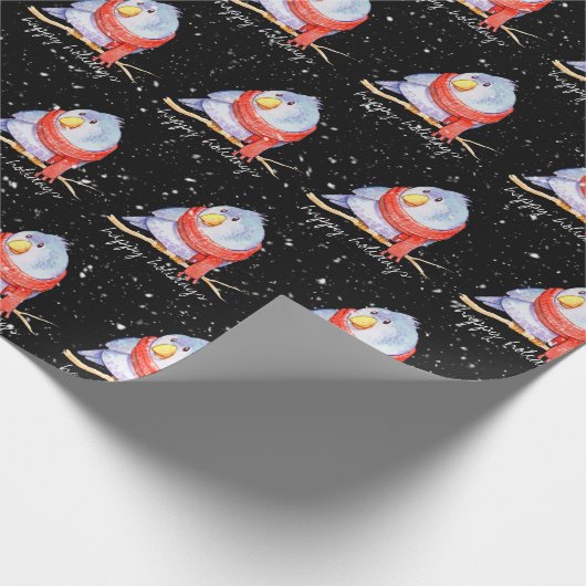 Weihnachtsbär mit Scara In Schneeflocken Geschenkpapier (Ecke)