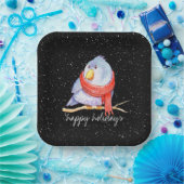 Weihnachtsbär mit Scara In Schneeflocken Pappteller (Party)