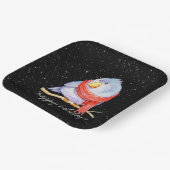 Weihnachtsbär mit Scara In Schneeflocken Pappteller (Gewinkelt)