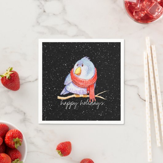 Weihnachtsbär mit Scara In Schneeflocken Serviette (Beispiel)