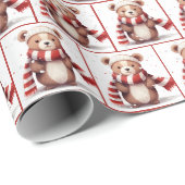Weihnachtsbär mit Schneeflocken Geschenkpapier (Rolleneckpunkt)