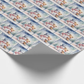 Weihnachtsbär mit Schneemann Geschenkpapier (Ecke)