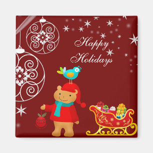 Weihnachtsbär mit Sleigh Magnet