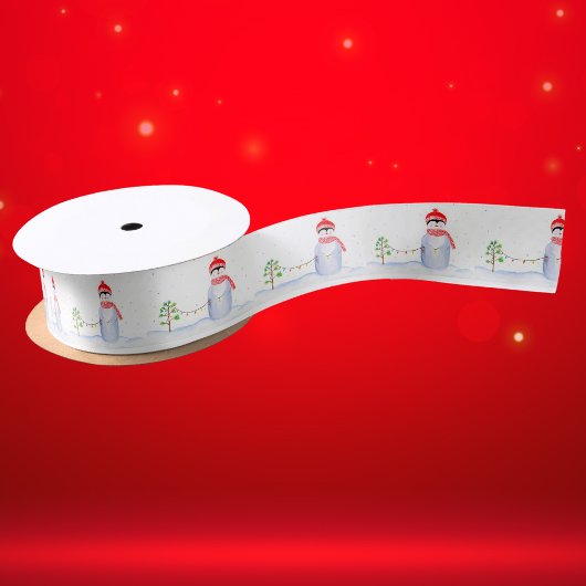 Weihnachtsbär mit Weihnachtsbeleuchtung Satinband