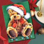 Weihnachtsbär mit Weihnachtsmannmütze Feiertagskarte
