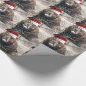 Weihnachtsbär mit Weihnachtsmannmütze Geschenkpapier (Ecke)
