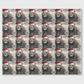 Weihnachtsbär mit Weihnachtsmannmütze Geschenkpapier (Flach)