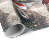 Weihnachtsbär mit Weihnachtsmannmütze Geschenkpapier (Rolleneckpunkt)