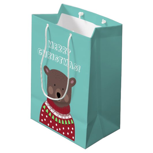 Weihnachtsbär Mittlere Geschenktüte (Rückseite Schrägansicht)