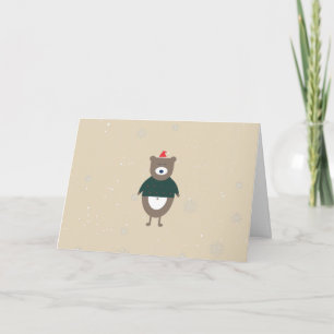Weihnachtsbär Modern Flat Benutzerdefinierte Farbe Feiertagskarte