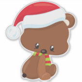 Weihnachtsbär, Niedlicher Bär, Weihnachtsmannmütze Aufkleber (Vorderseite)