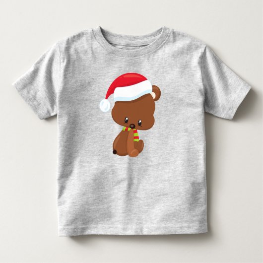 Weihnachtsbär, Niedlicher Bär, Weihnachtsmannmütze Kleinkind T-shirt (Vorderseite)