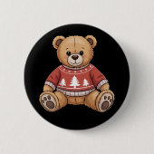 Weihnachtsbär Niedlicher Weihnachtsgeschenk Button (Vorderseite)