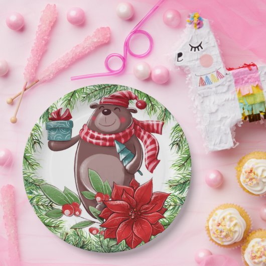 Weihnachtsbär Pappteller (Party)