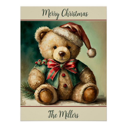 Weihnachtsbär personalisiert poster (Vorderseite)