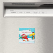Weihnachtsbär Post - Square Magnet (In Situ (Geschirrspüler))