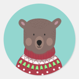 Weihnachtsbär Runder Aufkleber