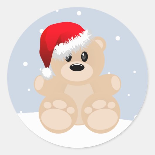 Weihnachtsbär Runder Aufkleber (Vorderseite)