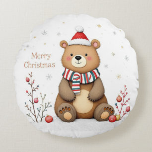 Weihnachtsbär Rundes Kissen