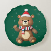 Weihnachtsbär Rundes Kissen (Rückseite)