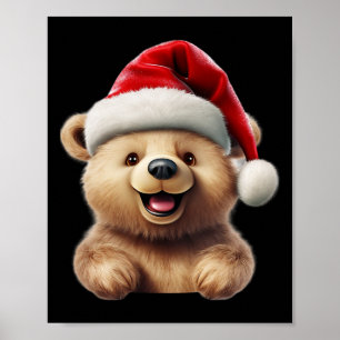 Weihnachtsbär Santa Hut Weihnachten Lustiger Xmas  Poster