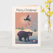 Weihnachtsbär, Schildkröte, Magie mit Lichtern 2 Karte (Gelbe Blume)