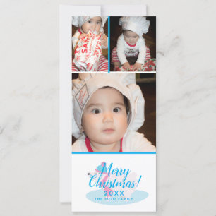 Weihnachtsbär Schneeflocken Baby-Fotocollage Feiertagskarte