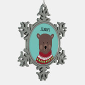 Weihnachtsbär Schneeflocken Zinn-Ornament (Links)