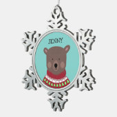 Weihnachtsbär Schneeflocken Zinn-Ornament (Rechts)