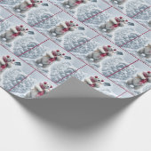 Weihnachtsbär Schneeschuh Geschenkpapier (Ecke)