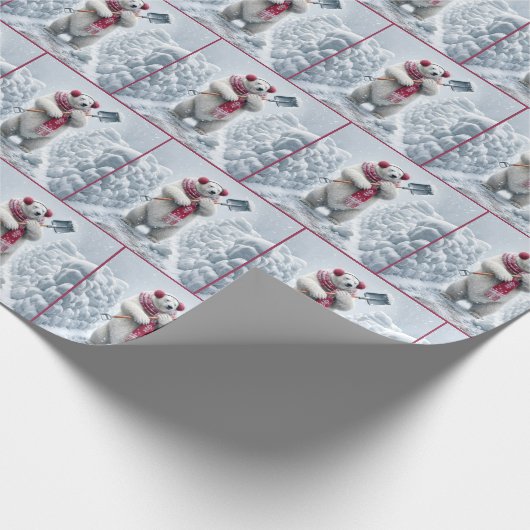 Weihnachtsbär Schneeschuh Geschenkpapier (Ecke)