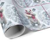 Weihnachtsbär Schneeschuh Geschenkpapier (Rolleneckpunkt)