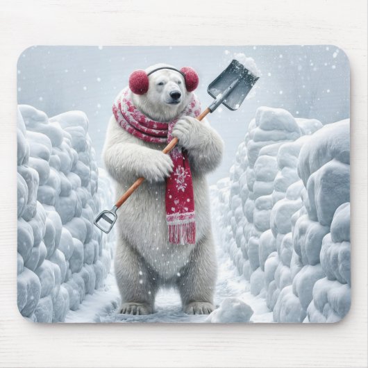 Weihnachtsbär Schneeschuh Mousepad (Vorne)