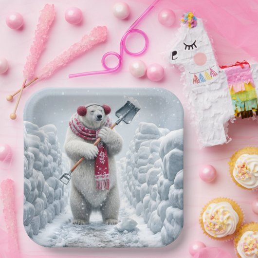 Weihnachtsbär Schneeschuh Pappteller (Party)