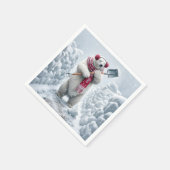 Weihnachtsbär Schneeschuh Serviette (Ecke)